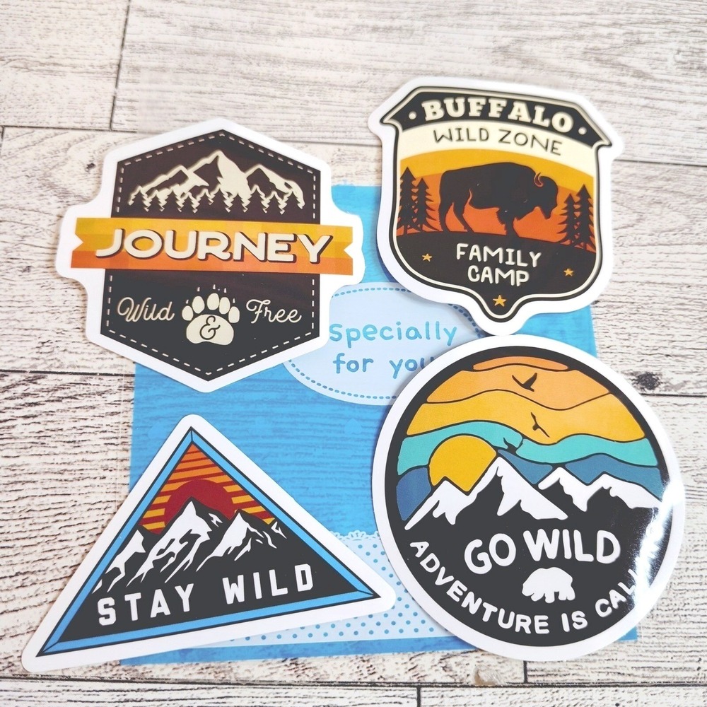4pc Stickers Wilderness Adventure Wild Outdoors Camping Hiking Outdoorsy Vibes